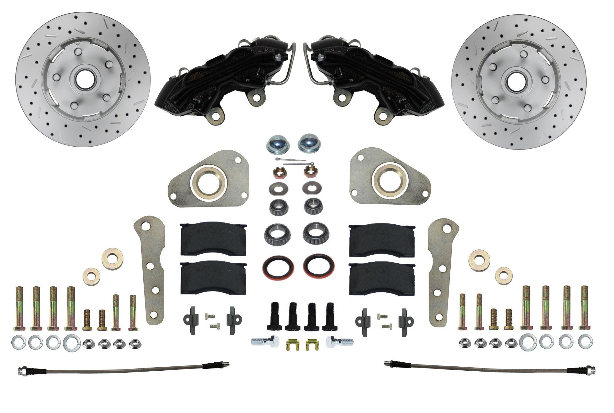 LEED Brakes BFC0025SMX Ford Full Size Manual Disc Conversion Kit, MaxGrip XDS, Spindle Mount-Blk Powder