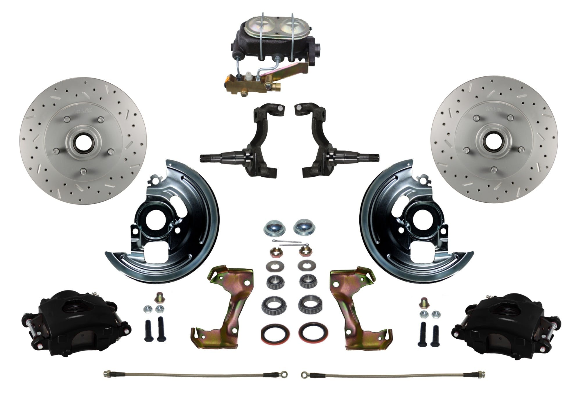 LEED Brakes BFC1002-3A1X Front Disc Brake Kit - Manual Brakes - Black - MaxGrip - Disc/Drum