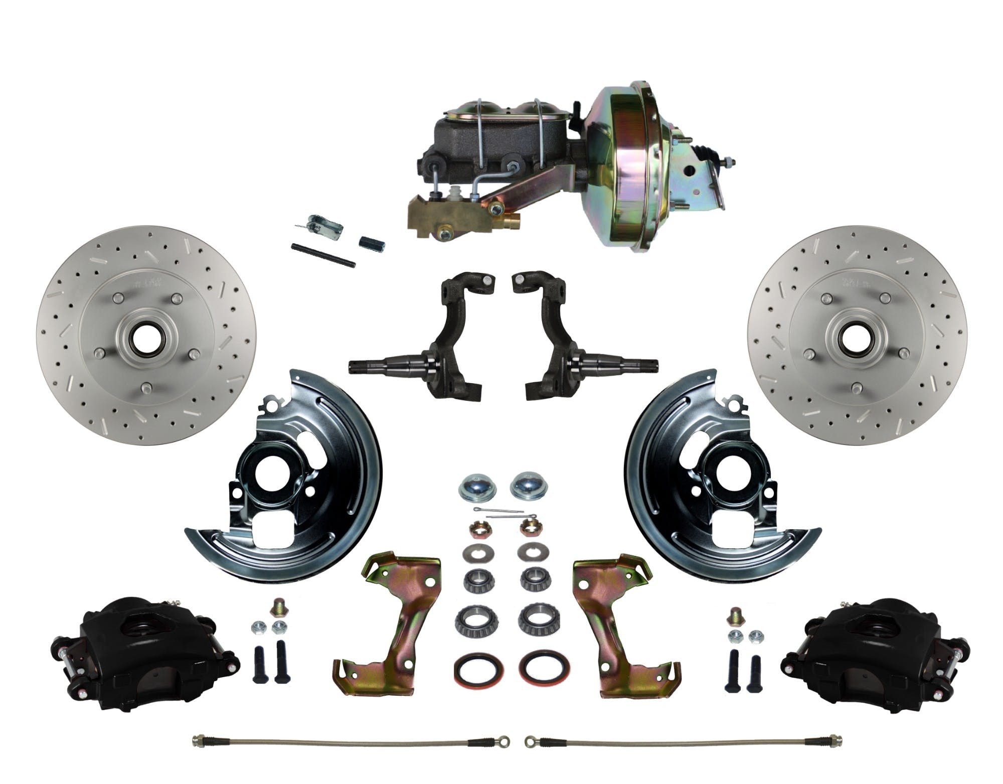 LEED Brakes BFC1002-E1A1X Front Disc Brake Kit - Power 9 inch Zinc - Black - MaxGrip - Disc Drum