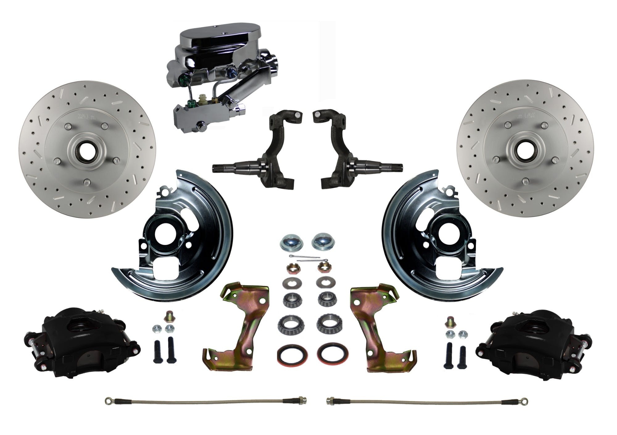 LEED Brakes BFC1002-FA1X Front Disc Brake Kit - Manual - Chrome - Black - MaxGrip Disc Drum