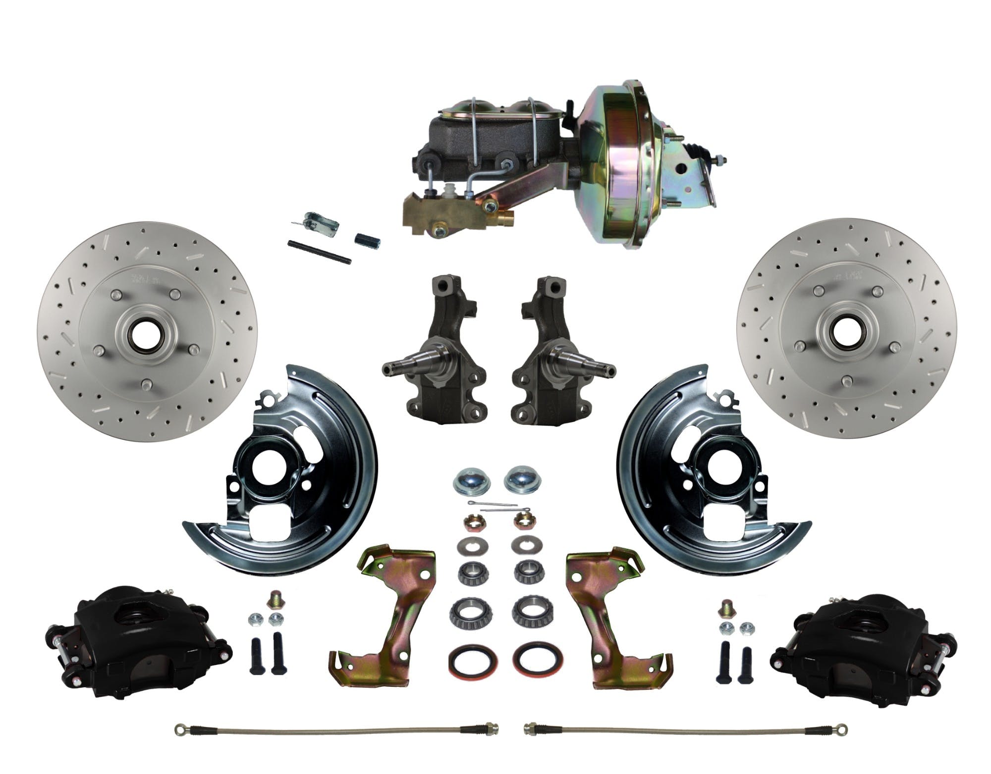 LEED Brakes BFC1003-E1A1X Front Disc Brake Kit - Power 9 inch Zinc - Black - MaxGrip - Disc Drum