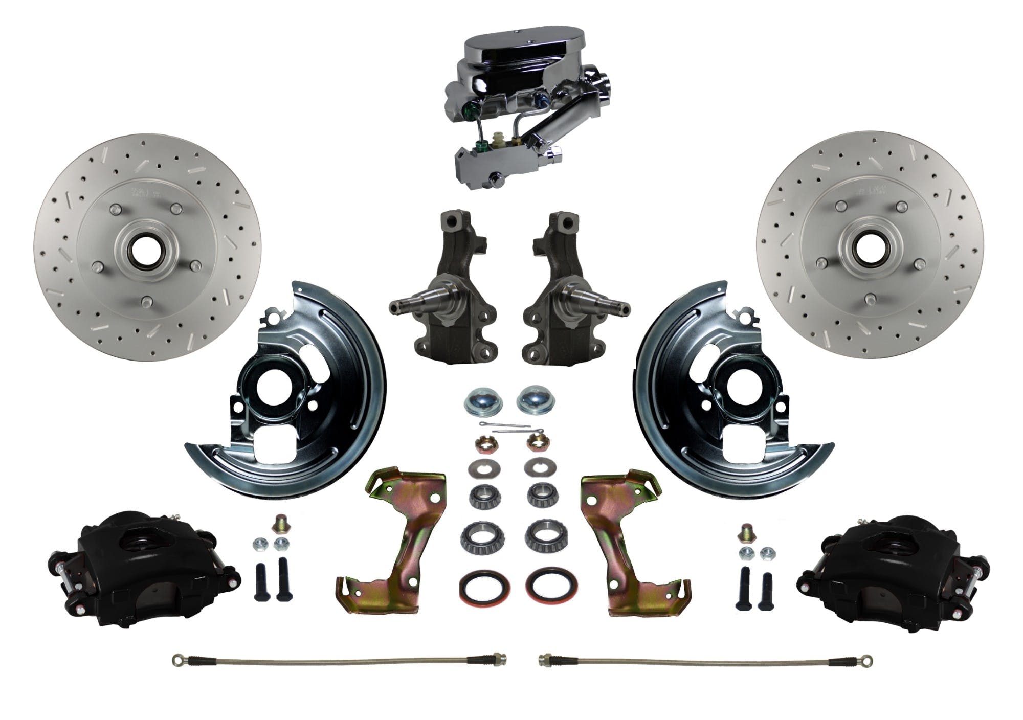 LEED Brakes BFC1003-FA1X Front Disc Brake Kit - Manual - Chrome - Black - MaxGrip Disc Drum