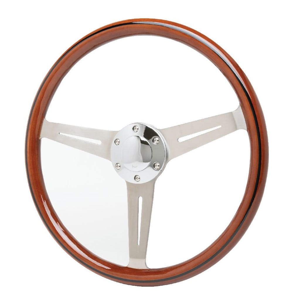 Racing Power Company R5872 15 inch stainless steering wheel w/6 holes real wood