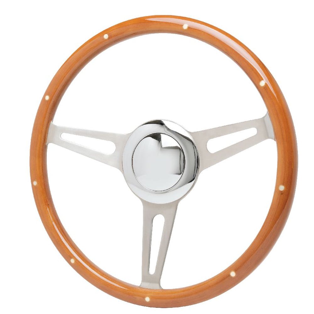 Racing Power Company R5863 15 inch stainless steering wheel w/9 holes real wood