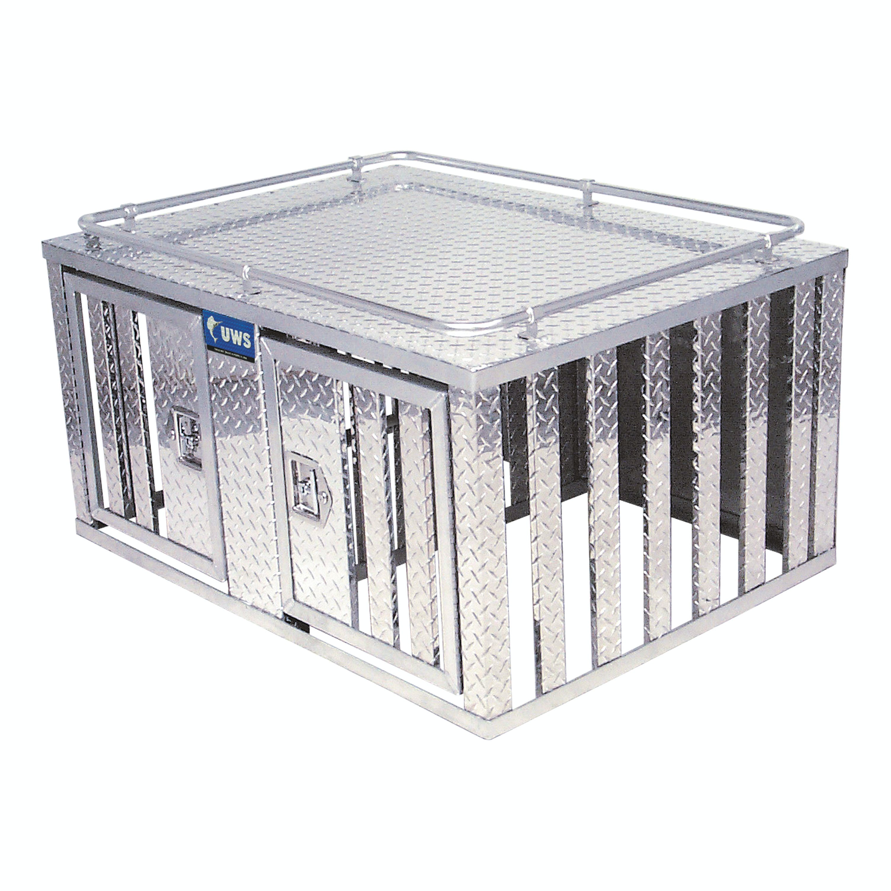 UWS DB-4848 48 inch X 48 inch Aluminum Dog Box Double Door with Divider