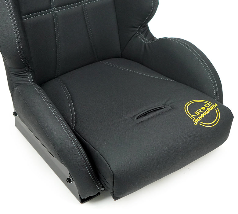 NRG Innovations Defender Suspension Seat with Side Mount Bracket Black DF-100BK-S