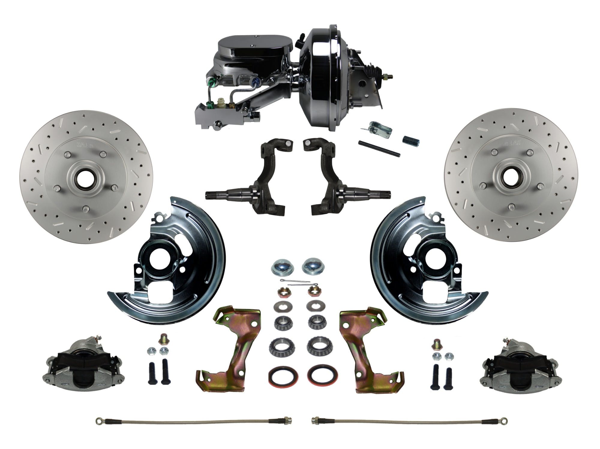 LEED Brakes FC1002-F6B2X Power Front Disc Kit - 9 in - Disc Drum - MaxGrip XDS - Chrome