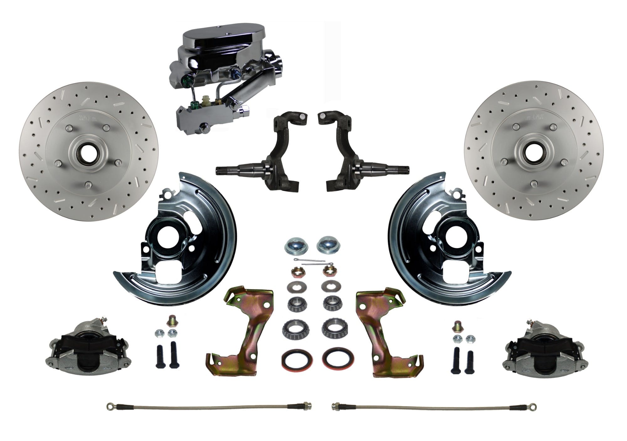 LEED Brakes FC1002-FA1X Manual Front Disc Conversion Kit - Disc Drum - MaxGrip - Chrome