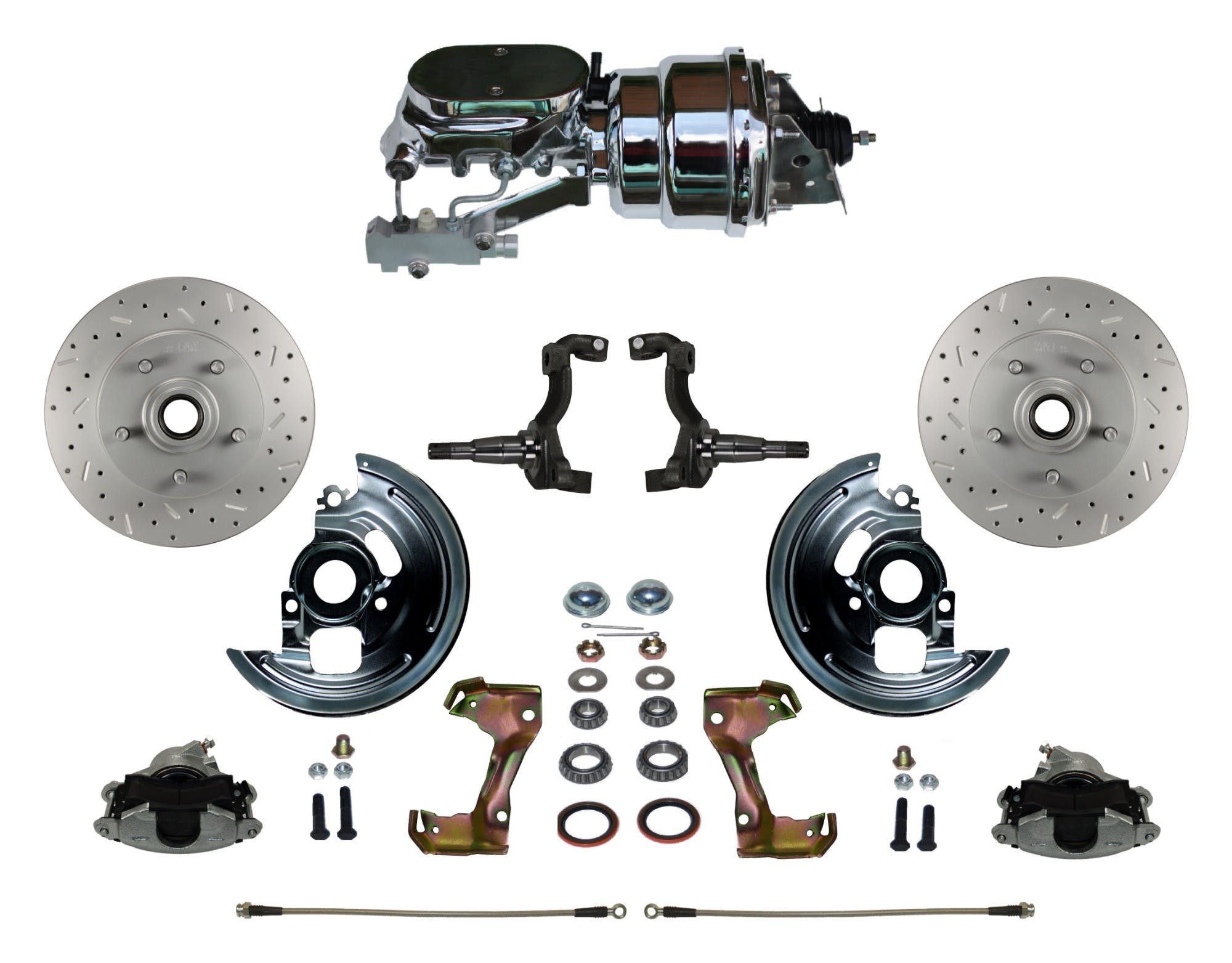 LEED Brakes FC1002-L6B4X Power Front Disc Kit - 7 in - Disc Disc - MaxGrip XDS - Chrome