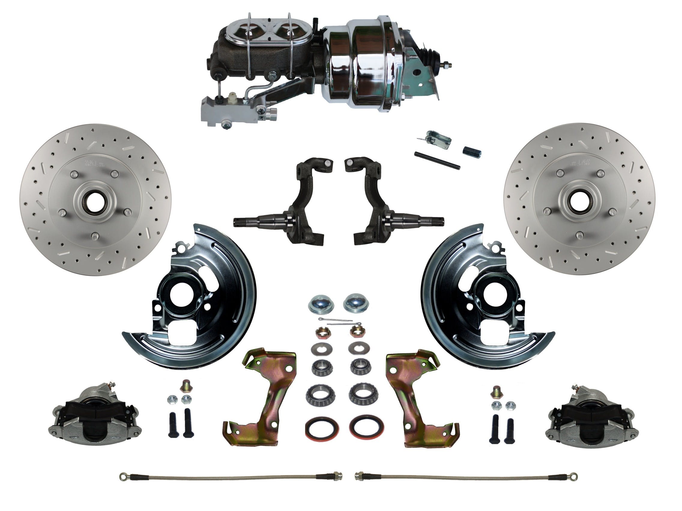 LEED Brakes FC1002-LBB2X Power Front Disc Kit - 7 in - Disc Drum - MaxGrip XDS - Chrome