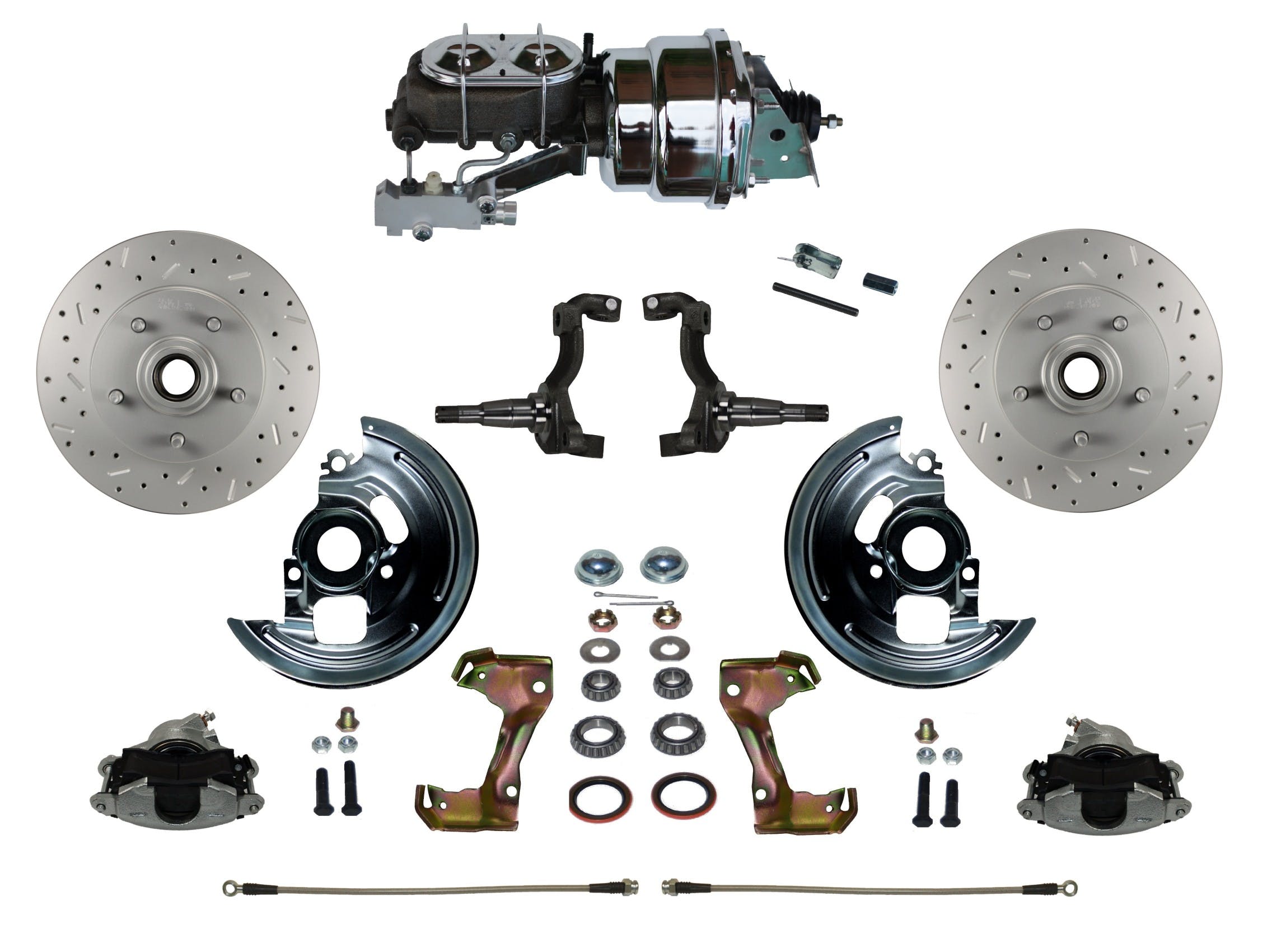 LEED Brakes FC1002-LBB4X Power Front Disc Kit - 7 in - Disc Disc - MaxGrip XDS - Chrome