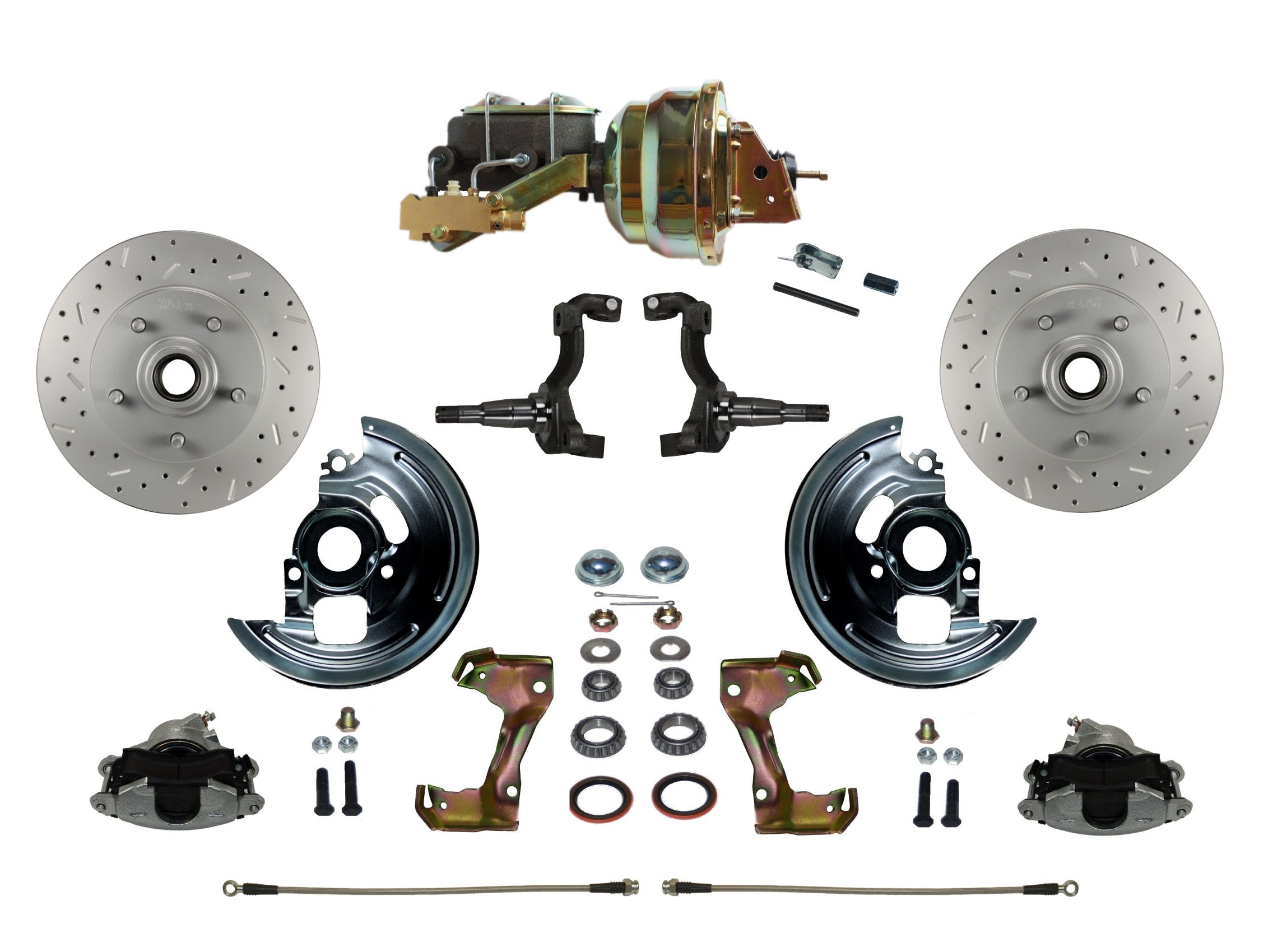 LEED Brakes FC1002-M1A1X Power Front Disc Kit - 8 in - Disc Drum - MaxGrip XDS - Zinc