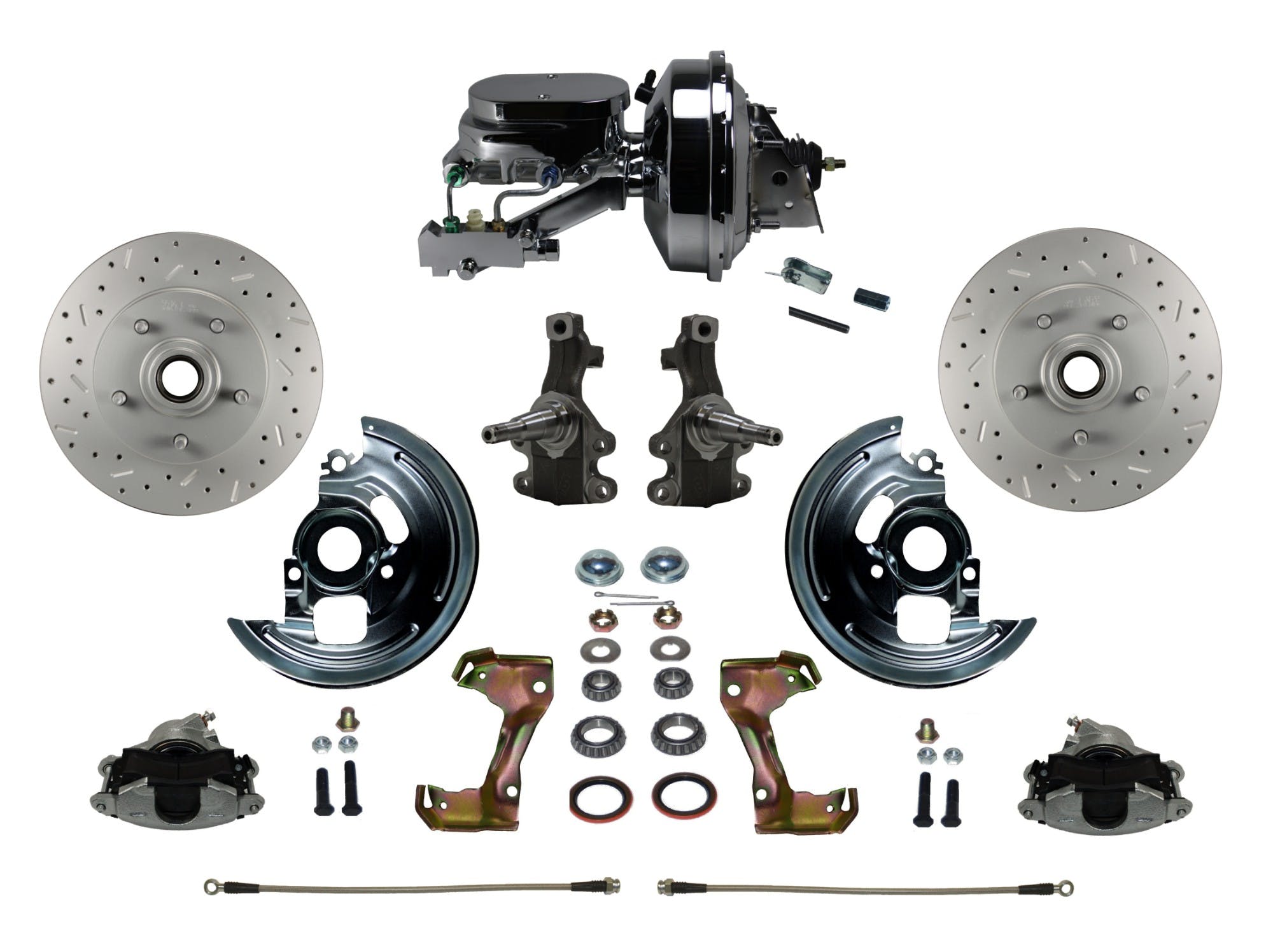 LEED Brakes FC1003-F6B2X Power Front Disc Kit - 9 in - Disc Drum - MaxGrip XDS - Chrome