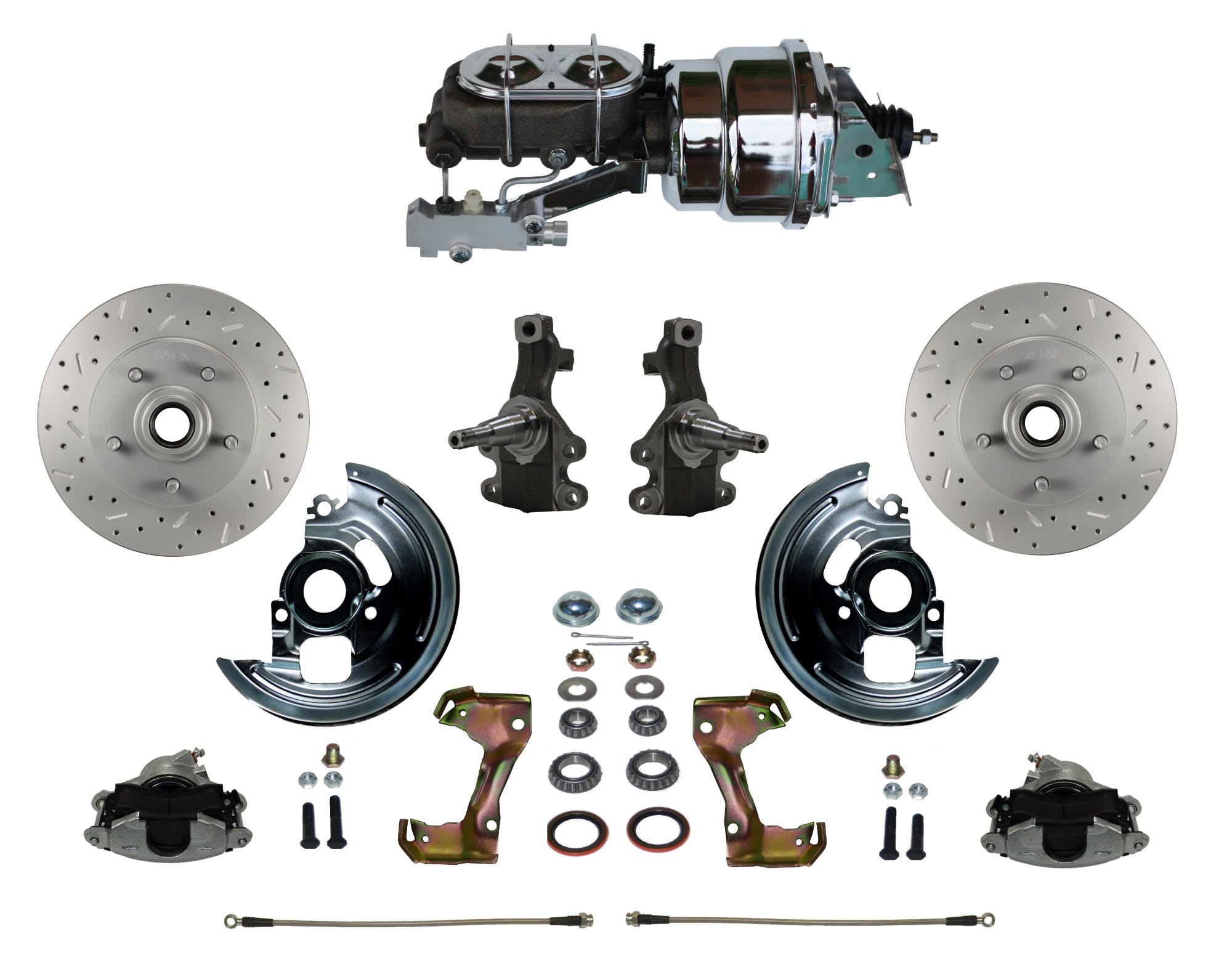 LEED Brakes FC1003-LBB4X Power Front Disc Kit - 7 in - Disc Disc - MaxGrip XDS - Chrome