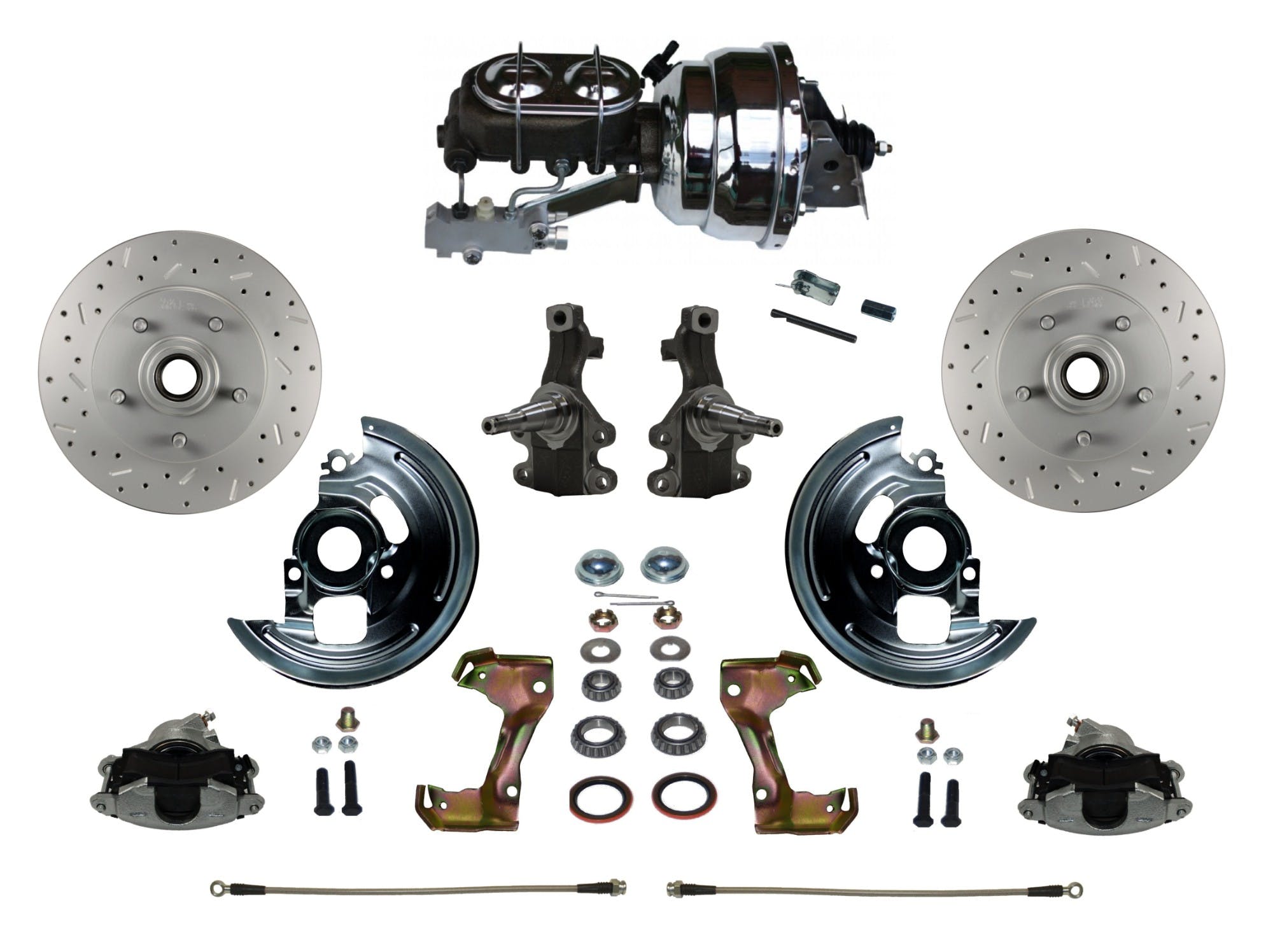 LEED Brakes FC1003-NBB2X Power Front Disc Kit - 8 in - Disc Drum - MaxGrip XDS - Chrome