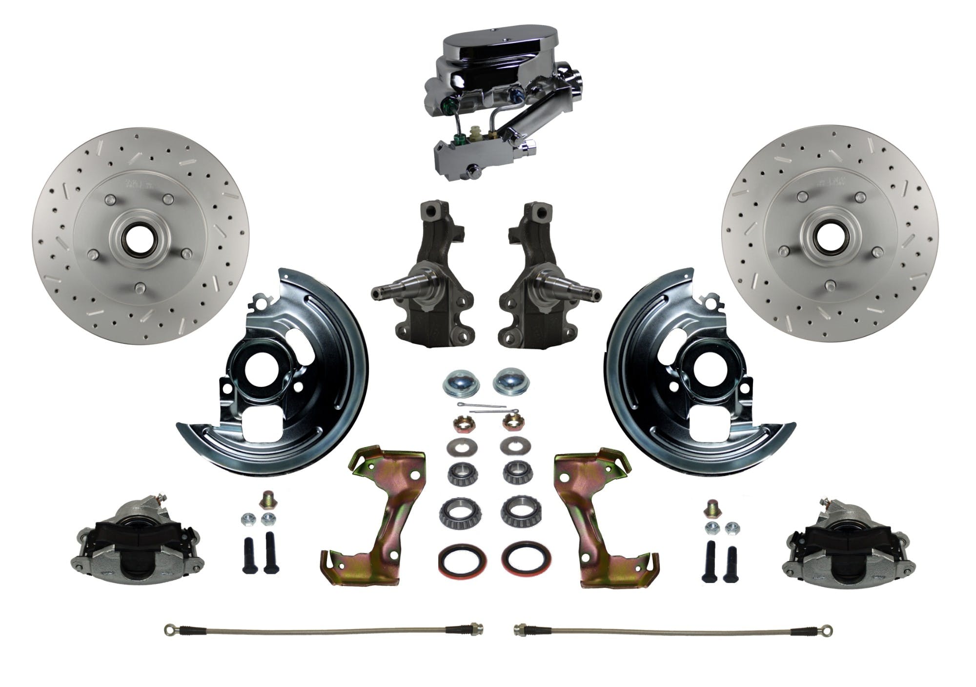 LEED Brakes FC1007-FA1X Power Front Disc Kit - 9 in - Disc Disc - MaxGrip XDS - Chrome