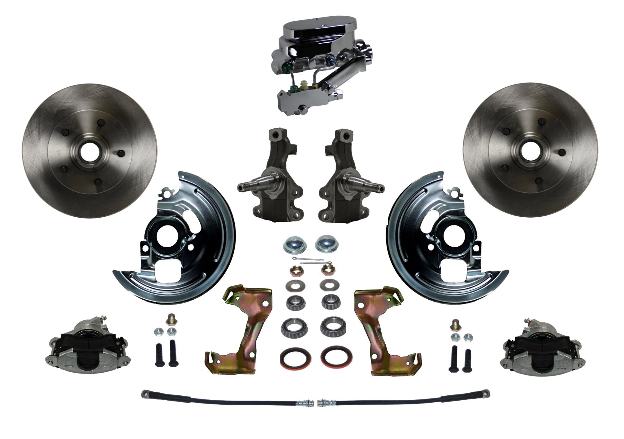 LEED Brakes FC1007-FA3 Manual Front Disc Conversion Kit - Disc Drum - Chrome