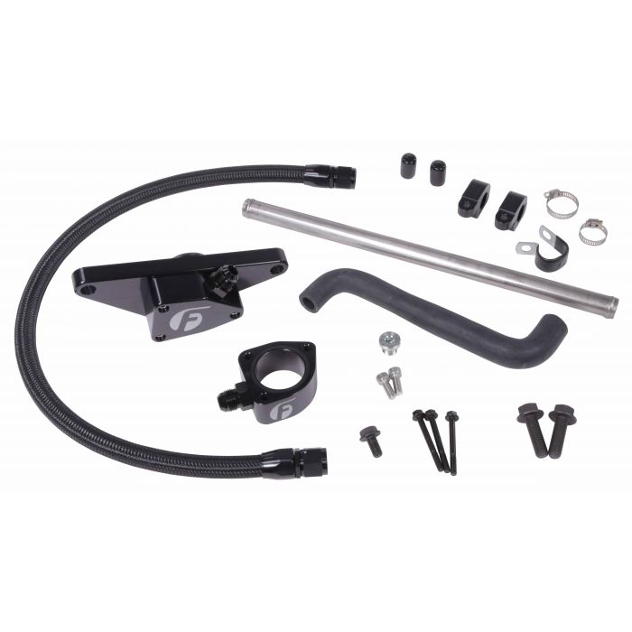 Fleece Performance Cummins Coolant Bypass Kit 03-05 Auto Trans with Stainless Steel Braided Line pn fpe-clntbyps-cummins-0305-ss