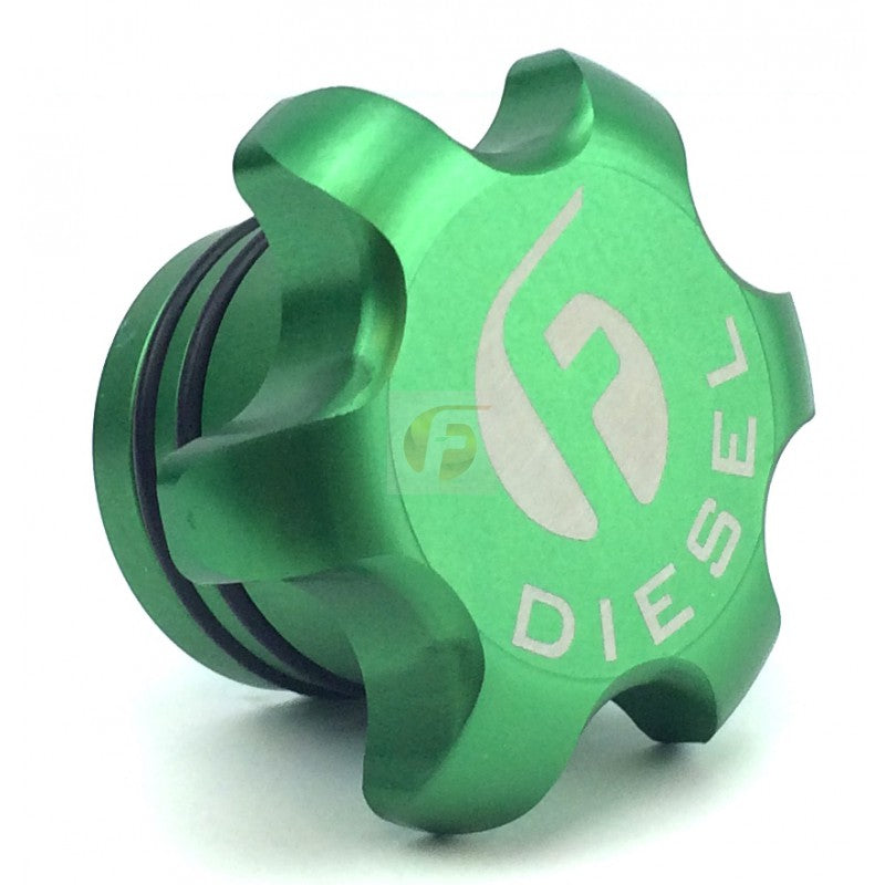 Fleece Performance Green Anodized Billet Fuel Cap For 2013-2018 Cummins pn fpe-fc-1316-grn