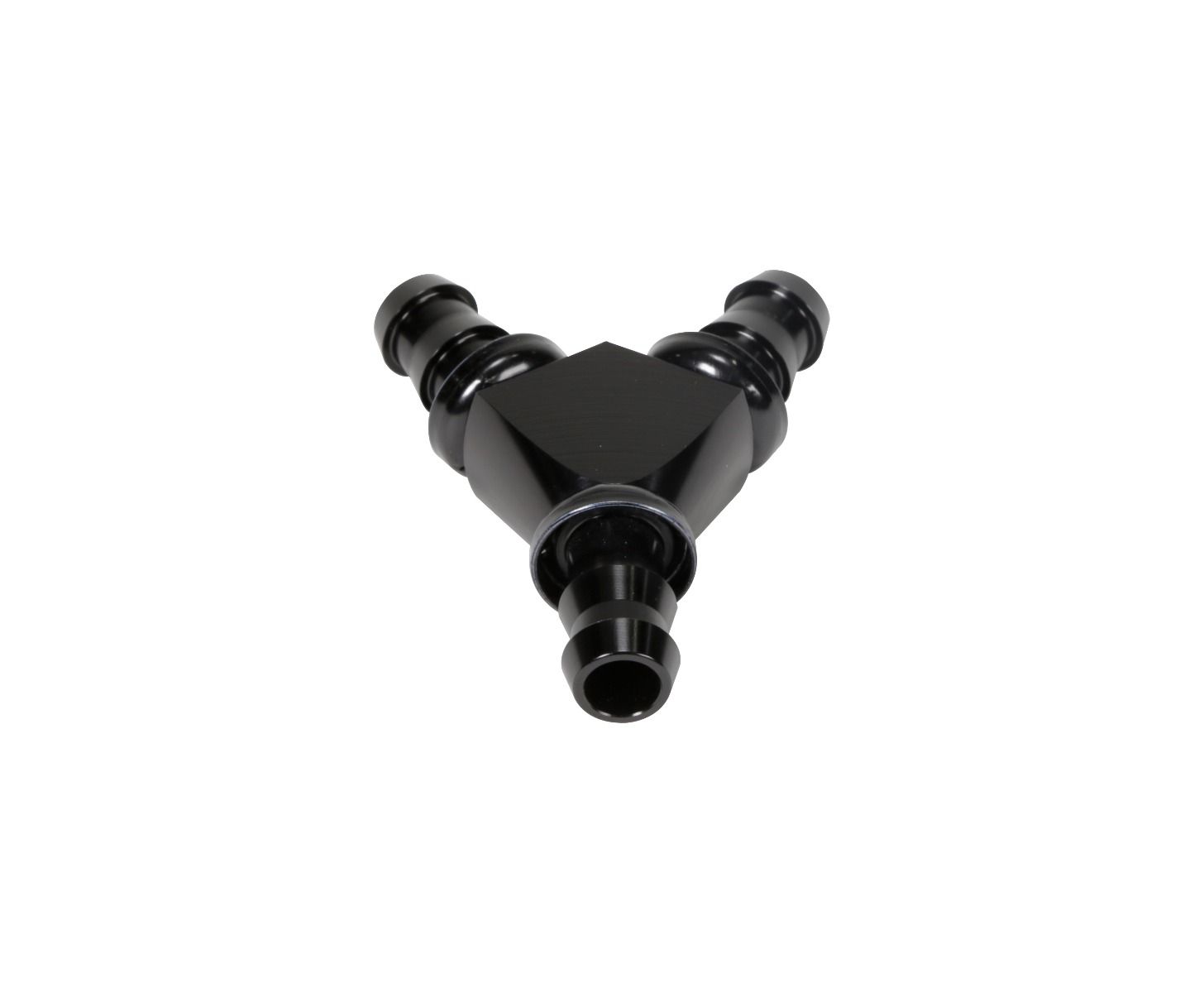 Fleece Performance 1/2 Inch Black Anodized Aluminum Y Barbed Fitting (For -8 Pushlock Hose) pn fpe-fit-y08-blk