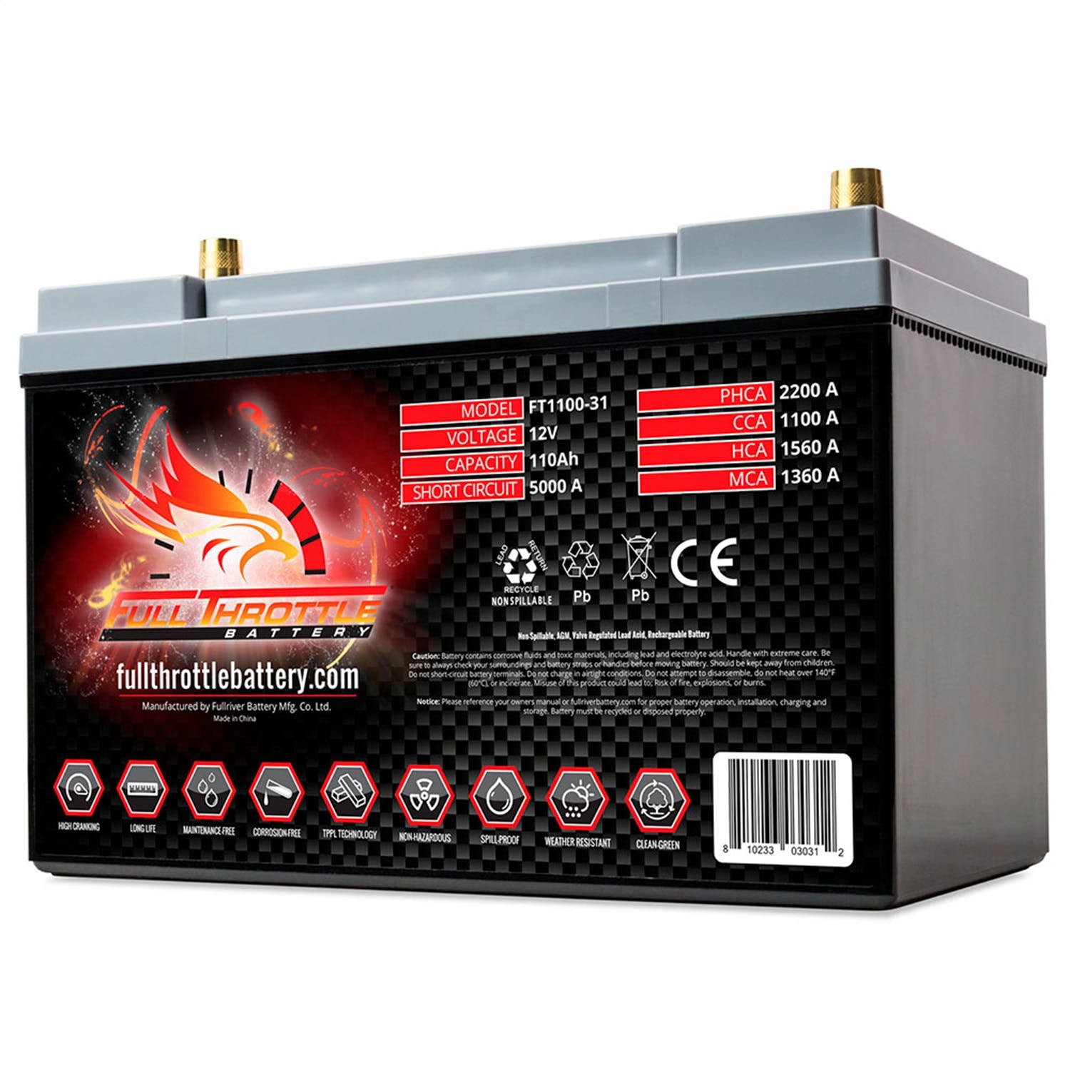 Fullriver Battery FT1100-31 Full Throttle 12V Automotive Battery