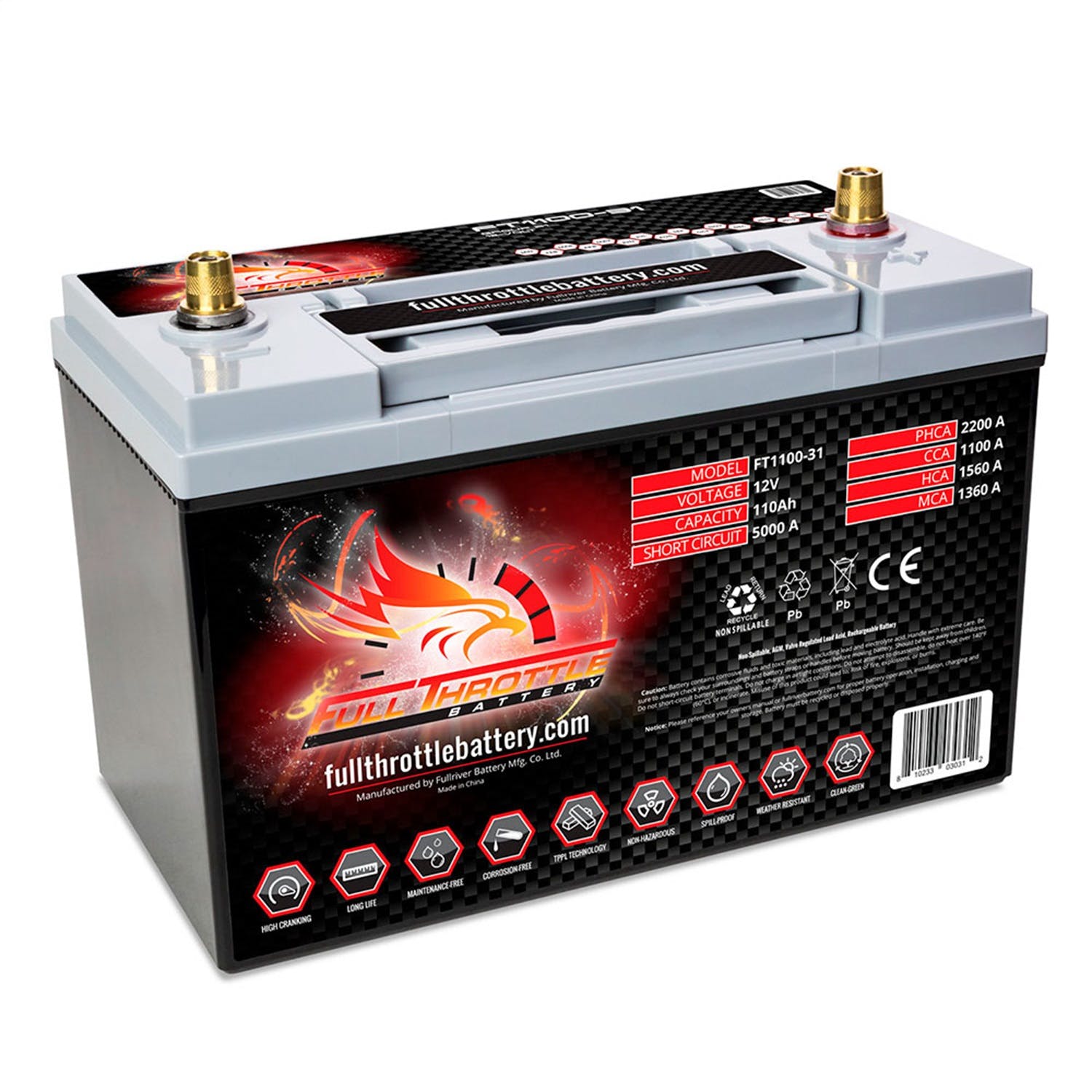 Fullriver Battery FT1100-31 Full Throttle 12V Automotive Battery