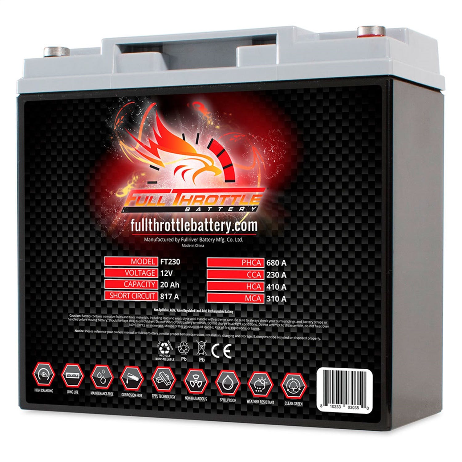 Fullriver Battery FT230 Full Throttle 12V Power Sports Battery