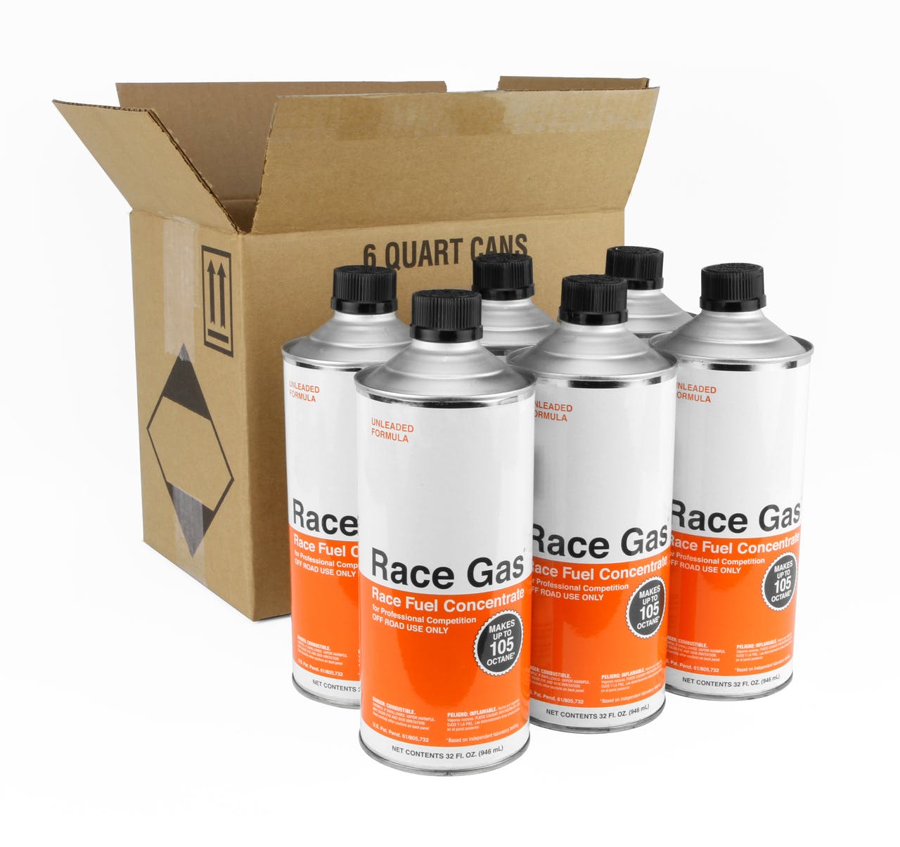 Race Gas 100132 Race Gas® Race Fuel Concentrate (up to 105 Octane, Case-(6) 32-oz. Cans)