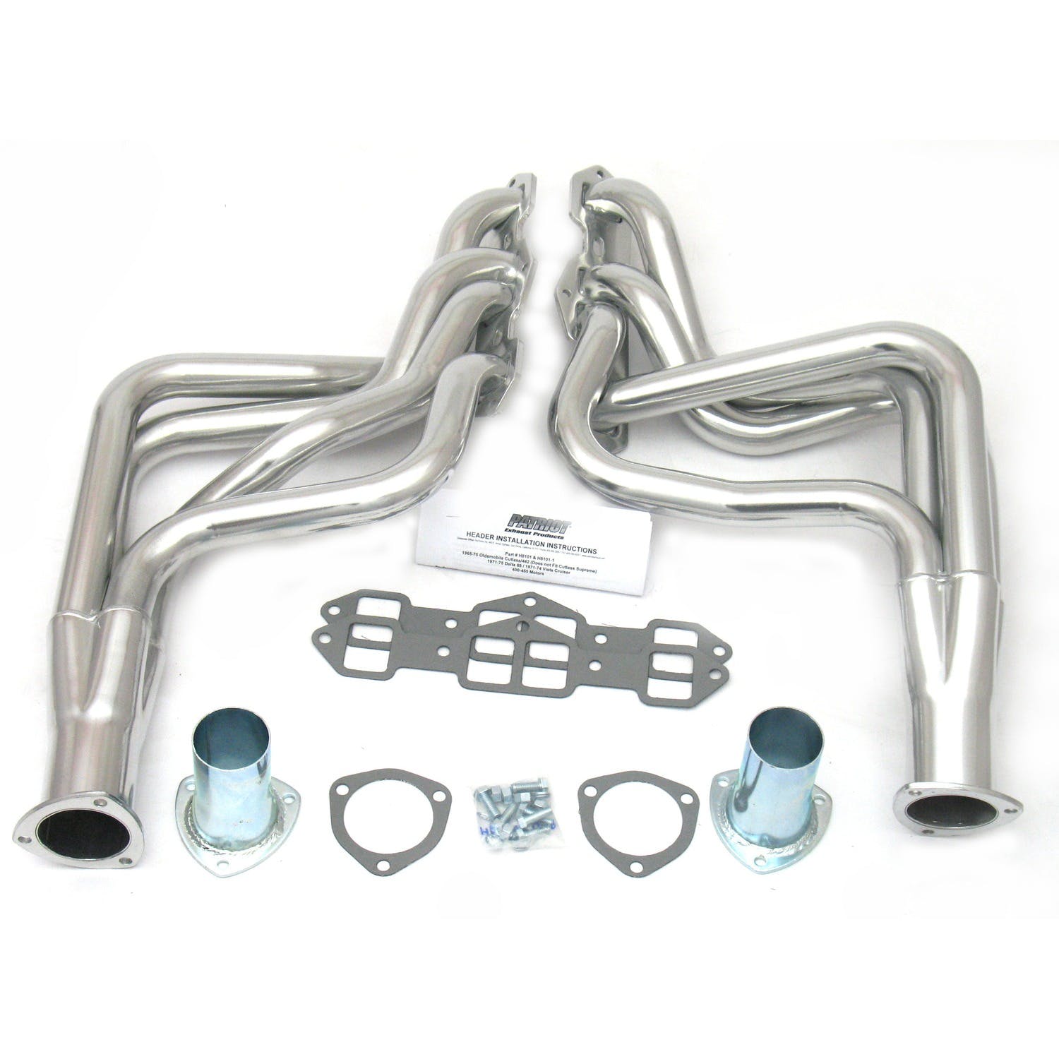 Patriot Exhaust H8101-1 65-75 Olds 400-455 Long Tube Silver