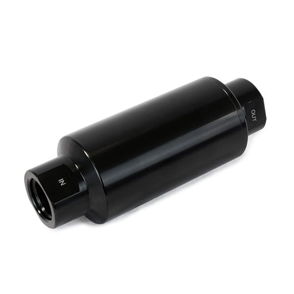 Top Street Performance JM1022BK Aluminum Inline Fuel Filter With 40 Micron Element, ORB-10, Black