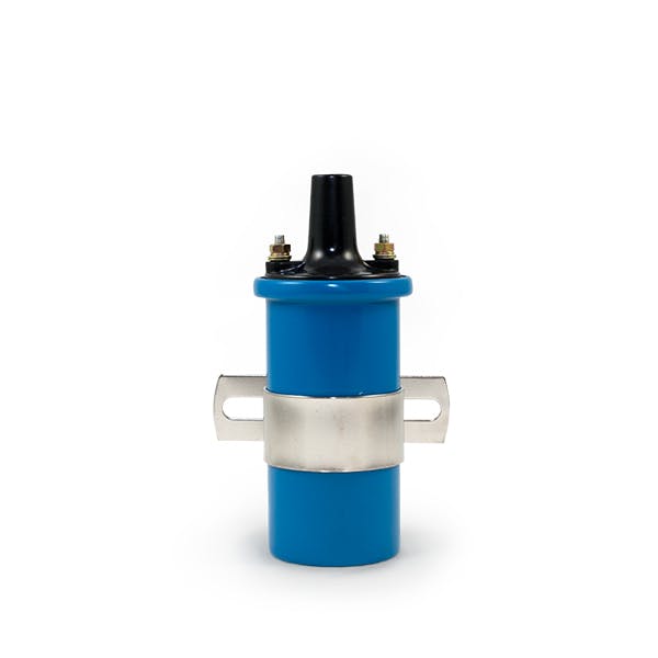 Top Street Performance JM6927BL Ignition Coil Canister Round Oil-Filled, 45K Volt, Female Socket, Blue