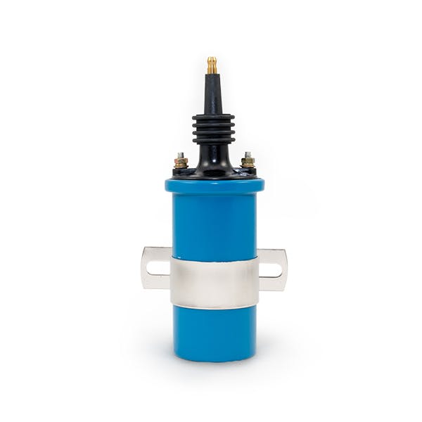 Top Street Performance JM6928BL Ignition Coil Canister Round Oil-Filled, 45K Volt, Male Socket, Blue