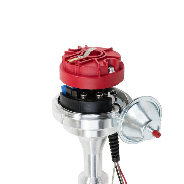 Top Street Performance JM7701-2R Pro Series Ready to Run Distributor Black Cap with Fixed Collar, Red Cap