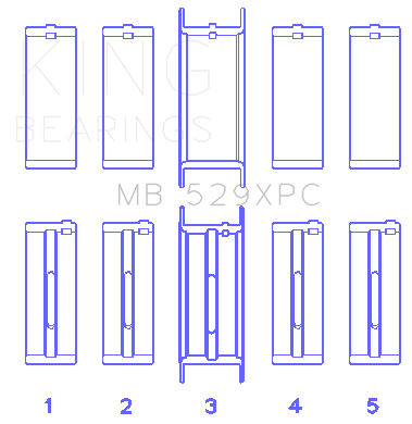 King Engine Bearings Inc MB 529XPC STDX MAIN BEARING SET For FORD 260CI 289CI 302 5.0L WINDSOR