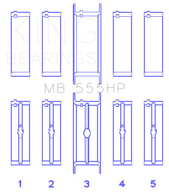 King Engine Bearings Inc MB 555HP 001 MAIN BEARING SET For CHRYSLER 350, 361, 383, 403