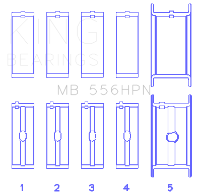 King Engine Bearings Inc MB 556HPN STDX MAIN BEARING SET For CHEVROLET 396-502 GEN IV, V, VI