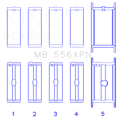 King Engine Bearings Inc MB 556XPN STDX MAIN BEARING SET For CHEVROLET 396-502 GEN IV, V, VI