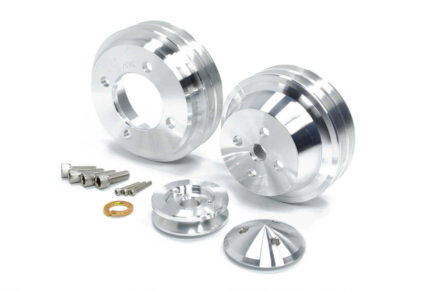 MARCH PERFORMANCE,1637,Ford SB Hi Flow Pulley Kit Clear Powder Coat
