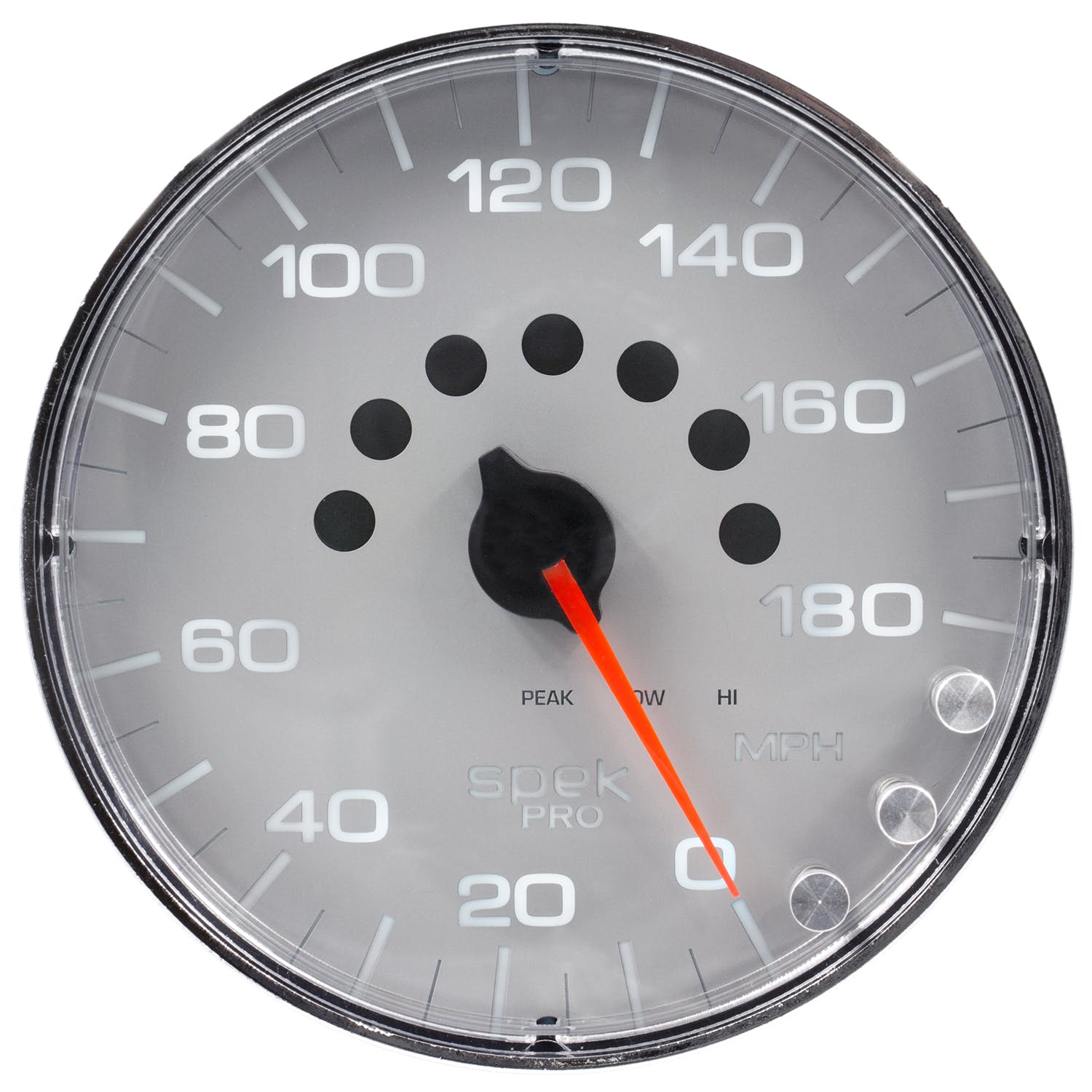 AutoMeter Products P230218 Spek Pro Speedometer Gauge, Electric Programmable Silver/Chrome 5, 180 MPH