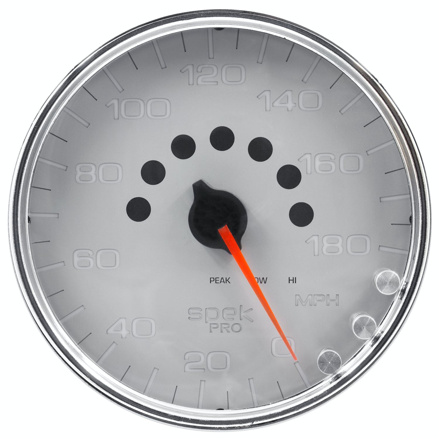 AutoMeter Products P23021 Spek Pro Speedometer Gauge, Electric Programmable Silver/Chrome 5, 180 MPH