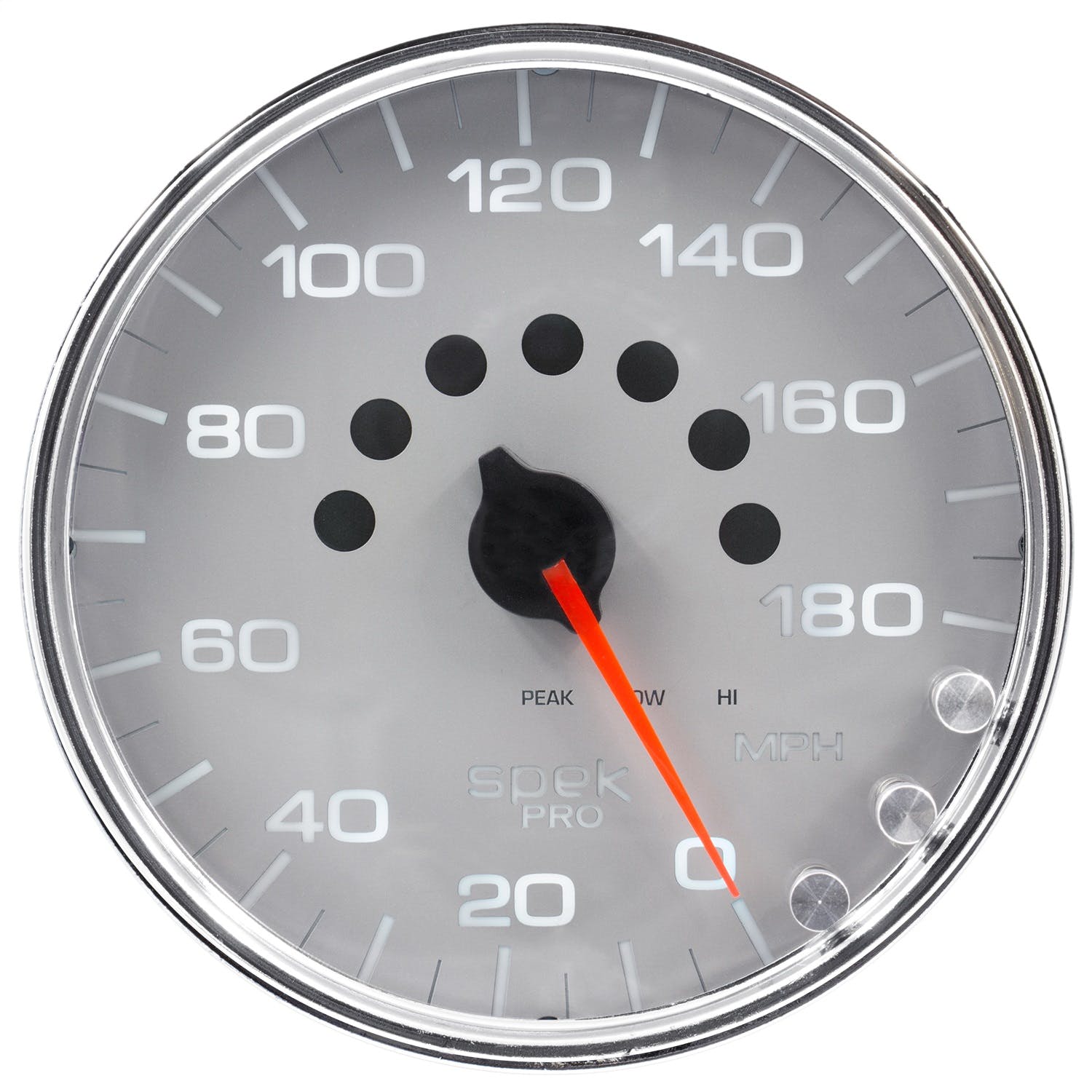 AutoMeter Products P23021 Spek Pro Speedometer Gauge, Electric Programmable Silver/Chrome 5, 180 MPH