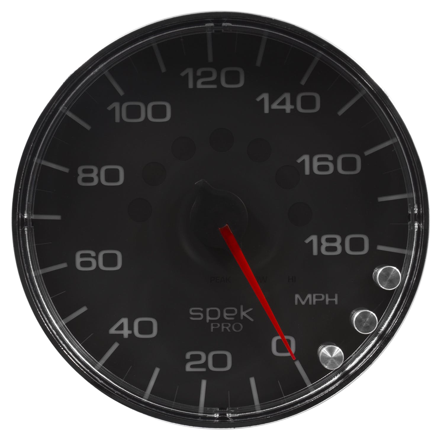 AutoMeter Products P230318 Spek Pro Speedometer Gauge, Electric Programmable Black/Chrome 5, 180 MPH