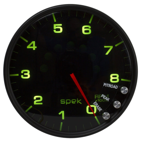 AutoMeter Products P23852 Spek Pro Tachometer Gauge, 5, 8K RPM, with Shift Light Black/Smoke/Black
