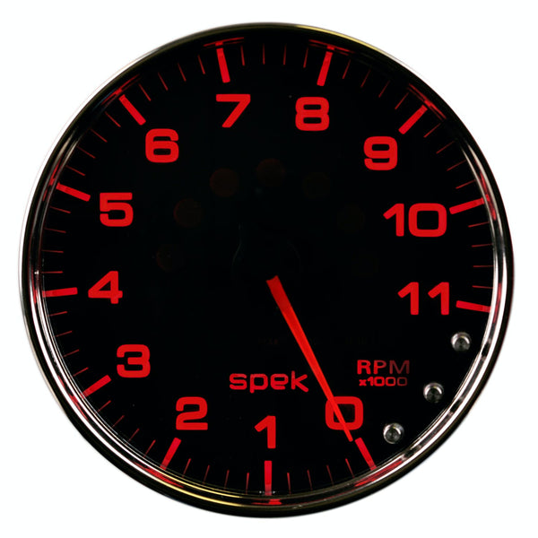 AutoMeter Products P23931 Spek Pro Tachometer Gauge, 5, 11K RPM, with Shift Light Black/Chrome