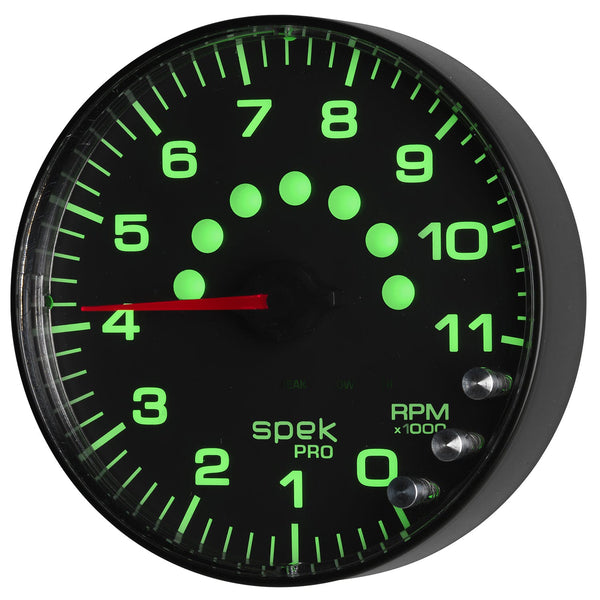 AutoMeter Products P239328 Spek Pro 5in In-Dash Tachometer 0- 11,000 RPM Black Dial, Black Bezel