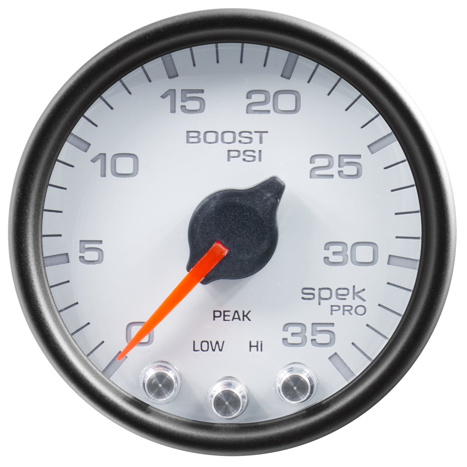 AutoMeter Products P30312 Gauge; Boost; 2 1/16in.; 35psi; Stepper Motor w/Peak/Warn; White/Black; Spek-Pro