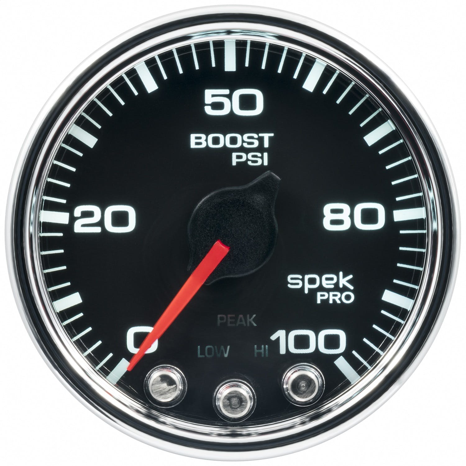 AutoMeter Products P30531 Boost Gauge, 2 1/16, 100PSI, Stepper Motor Black/Chrome