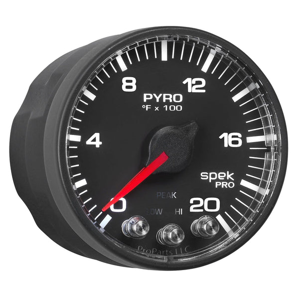 AutoMeter Products P310328 Gauge; Pyro. (EGT); 2 1/16in.; 2000° F; Stepper Motor w/Peak/Warn; Blk/Blk; Sp
