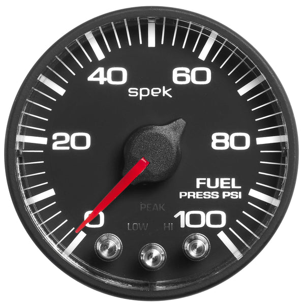 AutoMeter Products P314328 Spek Pro 2-1/16in Fuel Pressure, 0- 100 PSI, Black Dial, Black Bezel