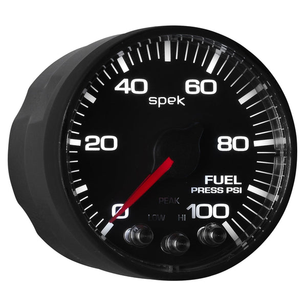 AutoMeter Products P314328 Spek Pro 2-1/16in Fuel Pressure, 0- 100 PSI, Black Dial, Black Bezel